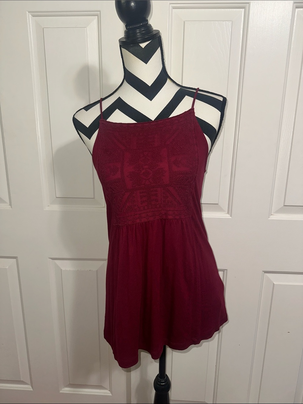 Old Navy Burgundy Crochet-Front Spaghetti Strap Cami